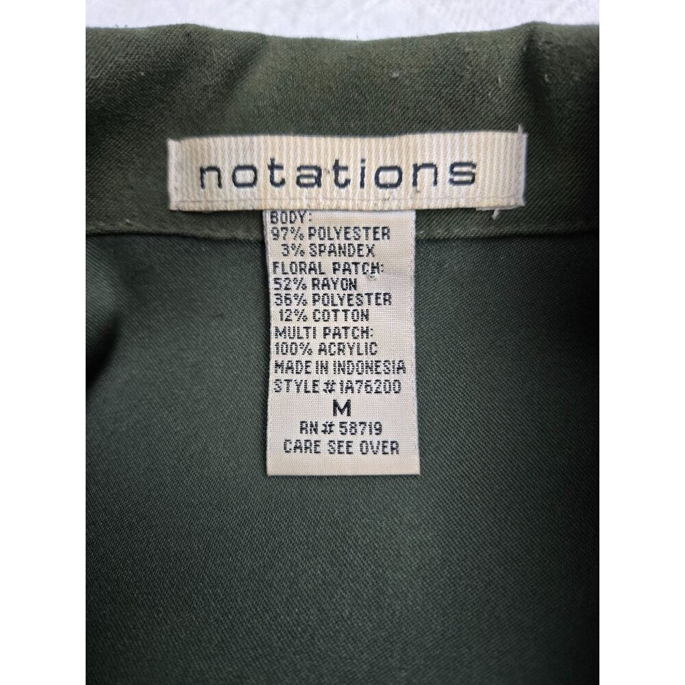 Notations Womens Patchwork Blazer Jacket M Green … - image 3
